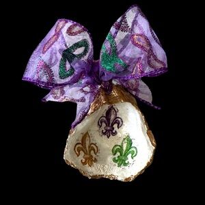 Oyster Shell Mardi Gras Ornament
